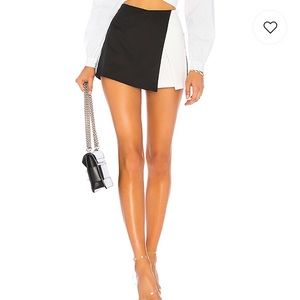 Two Tone Wrap Skort in Black & White